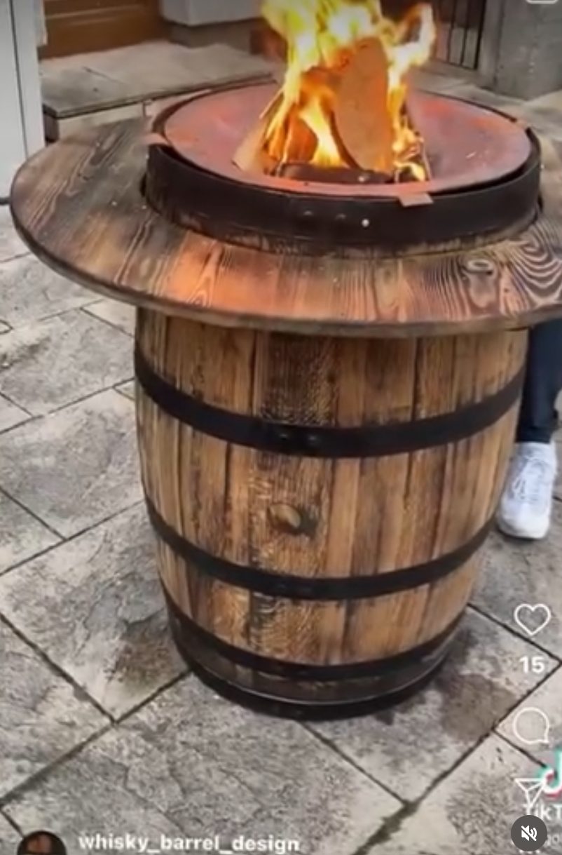 Whisky barrel fire pit